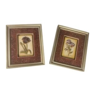 Charlene Olson Framed 3D Floral‎ Wall Art 2 Iris & Tulip Prints Embossed Frames